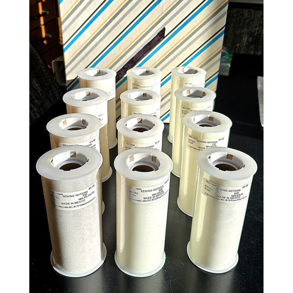White Tulle Fabric In Yardage. You Get 3 - 25 Yard Spools. 2 MATT and 1 SPARKLE.